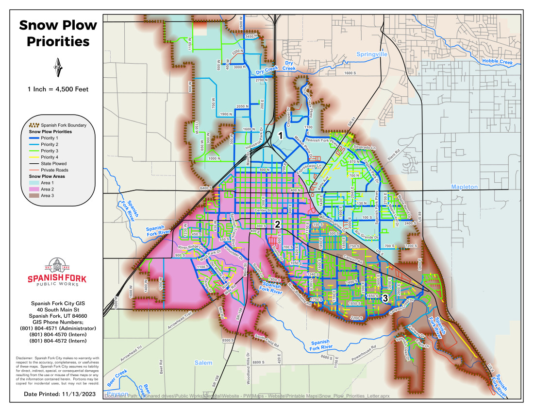 map of snow plow priorities